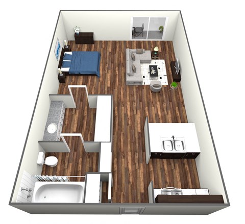 Floor plan for studio, 1 bath, 450 sqft
